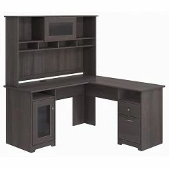 Bush Furniture Cabot L Shaped Desk With Hutch, Heather Gray (CAB001HRG)