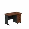 Bush Business Furniture Cubix Bundle 48"W Desk With 3 Dwr Mobile Pedestal (B/B/F), Hansen Cherry/Galaxy (SRA025HCSU)