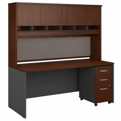 Bush Business Furniture Westfield 72W X 30D Office Desk With Hutch And Mobile File Cabinet, Hansen Cherry (SRC080HCSU)