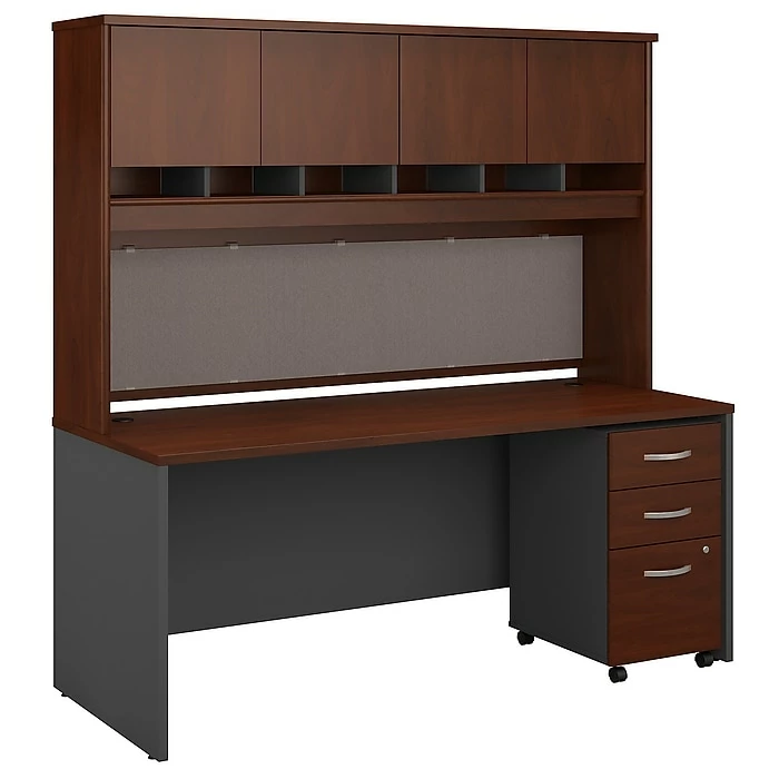 Bush Business Furniture Westfield 72W X 30D Office Desk With Hutch And Mobile File Cabinet, Hansen Cherry (SRC080HCSU)