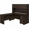 Bush Business Furniture Studio C 72"W L Shaped Desk, Hutch, Mobile File Cabinet + 42" W Return Bundle, Black Walnut (STC006BWSU)