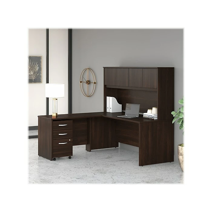 Bush Business Furniture Studio C 72"W L Shaped Desk, Hutch, Mobile File Cabinet + 42" W Return Bundle, Black Walnut (STC006BWSU) - Image 2