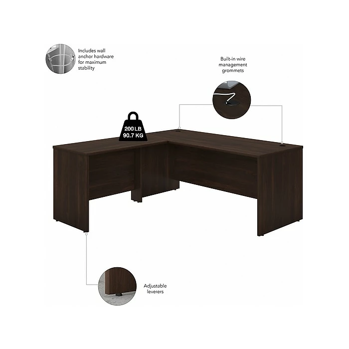 Bush Business Furniture Studio C 72"W L Shaped Desk, Hutch, Mobile File Cabinet + 42" W Return Bundle, Black Walnut (STC006BWSU) - Image 3