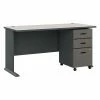 Bush Business Furniture Cubix 60W Desk With Mobile File Cabinet, Slate/White Spectrum (SRA003SLSU)