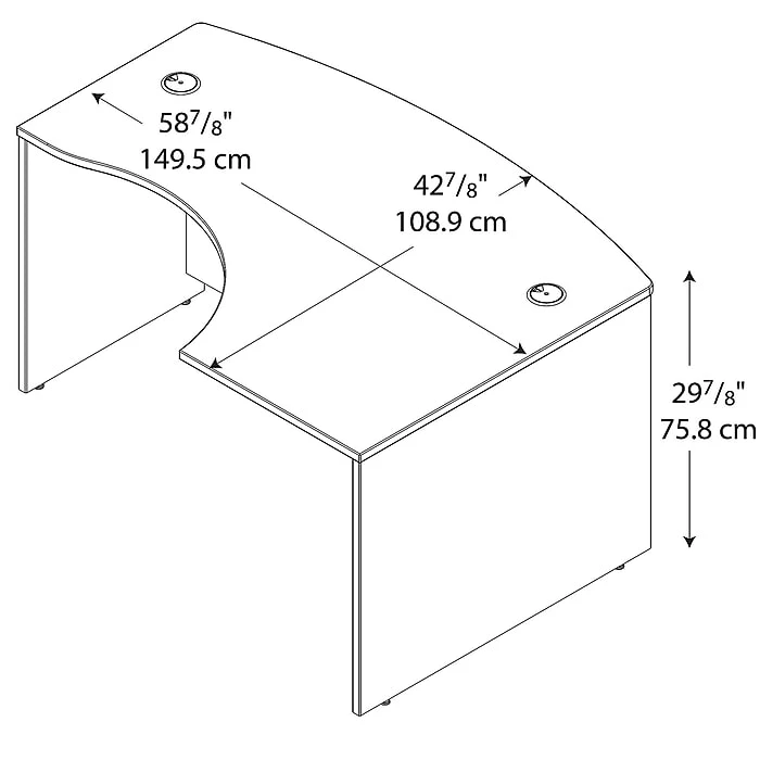 Bush Business Furniture Westfield 60W X 43D Right Handed L Bow Desk, Natural Cherry (WC72422) - Image 2