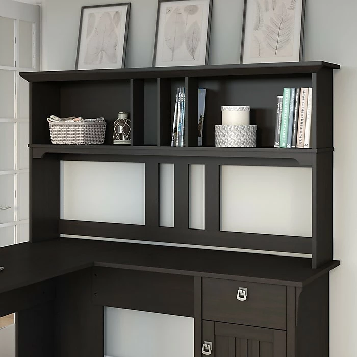 Bush Furniture Salinas 60W Hutch For L Shaped Desk, Vintage Black (SAH160VB-03) - Image 3