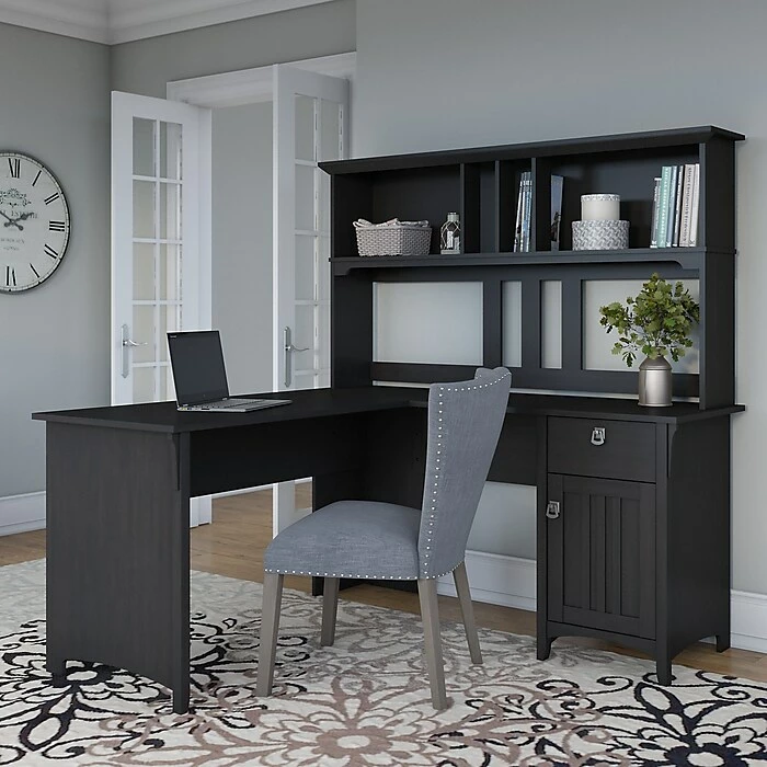 Bush Furniture Salinas 60W Hutch For L Shaped Desk, Vintage Black (SAH160VB-03) - Image 7