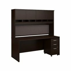 Bush Business Furniture Westfield 71" Office Desk With Hutch And Mobile File Cabinet, Mocha Cherry (SRC080MRSU)