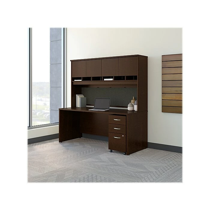 Bush Business Furniture Westfield 71" Office Desk With Hutch And Mobile File Cabinet, Mocha Cherry (SRC080MRSU) - Image 3