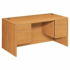 HON® 10500 Series Double Pedestal Desk, Harvest, 29 1/2"H X 60"W X 30"D