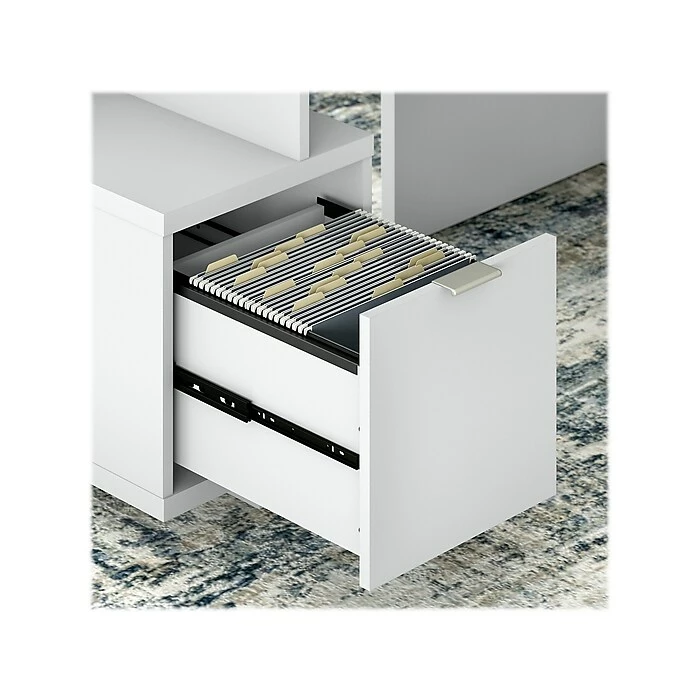 Kathy Ireland® Home By Bush Furniture Madison Avenue 60" L-Shaped Desk With Lateral File Cabinet, Pure White (MDS005PW) - Image 4