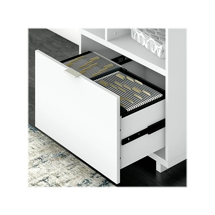 Kathy Ireland® Home By Bush Furniture Madison Avenue 60" L-Shaped Desk With Lateral File Cabinet, Pure White (MDS005PW) - Image 6