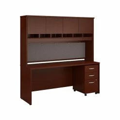 Bush Business Furniture Series C 72"W Office Desk With Hutch And Mobile File Cabinet, Mahogany (SRC081MASU)