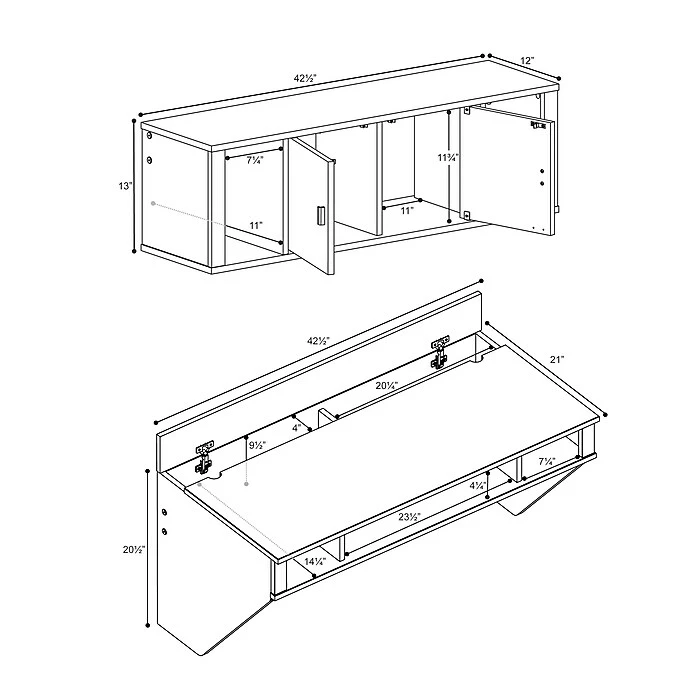 Prepac Designer Floating Desk & Hutch Set, Washed Black (HRHW-0501-2M) - Image 4