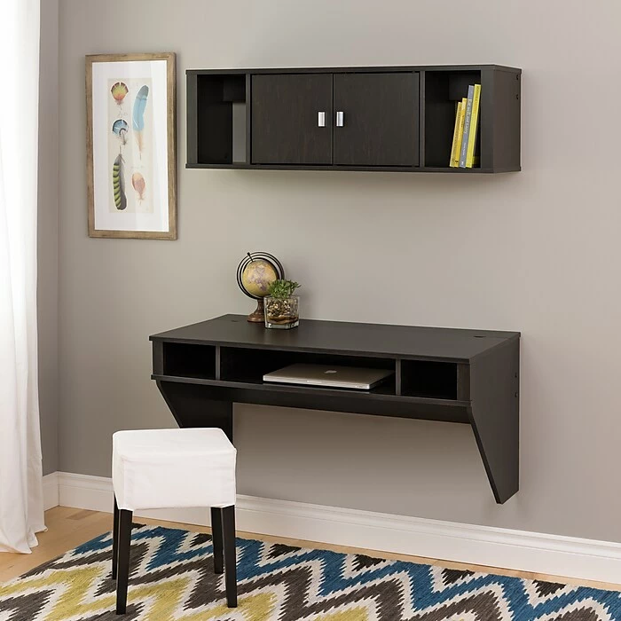 Prepac Designer Floating Desk & Hutch Set, Washed Black (HRHW-0501-2M) - Image 5