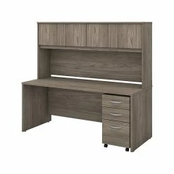Bush Business Furniture Studio C 72W X 30D Office Desk With Hutch And Mobile File Cabinet - Inst, Modern Hickory (STC011MHSUFA)