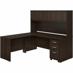 Bush Business Furniture Studio C 72W X 30D L Shaped Desk W/ Hutch, File Cabinet, 42W Return - Inst, Black Walnut (STC006BWSUFA)