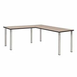 Regency Kee 60" L-Desk With 42" Return, Beige/Chrome (ML602442BEBPCM)