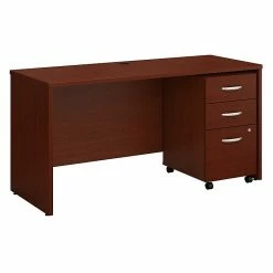 Bush Business Furniture Westfield 60W X 24D Office Desk With Mobile File Cabinet, Mahogany (SRC025MASU)