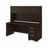 Bush Business Furniture Studio C 72" W Computer Desk With Hutch And Mobile File Cabinet Bundle, Black Walnut (STC011BWSU)