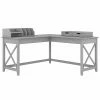 Bush Furniture Key West 60" L-Shaped Desk With Desktop Organizers, Cape Cod Gray (KWS015CG)