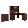 Bush Furniture Cabot L Shaped Desk With Hutch And Small Storage Cabinet With Doors, Harvest Cherry (CAB016HVC)