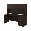 Bush Business Furniture Studio C 72W X 30D Office Desk With Hutch And Mobile File Cabinet - Inst, Black Walnut (STC011BWSUFA)