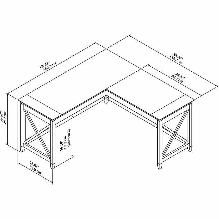 Bush Furniture Key West 60W L Shaped Desk, Washed Gray (KWD160WG-03) - Image 5