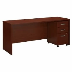 Bush Business Furniture Westfield 72W X 24D Office Desk With Mobile File Cabinet, Mahogany (SRC026MASU)