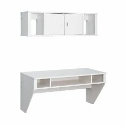 Prepac Designer Floating Desk & Hutch Set, White (WRHW-0501-2M)