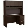 Bush Business Furniture Westfield 60W X 24D Office Desk With Hutch And Mobile File Cabinet, Mocha Cherry (SRC014MRSU)