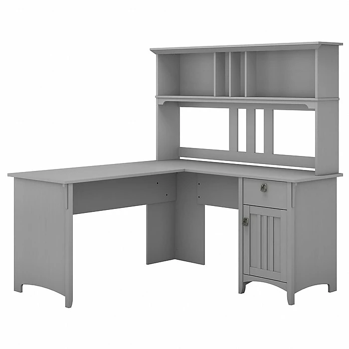 Bush Furniture Salinas 60W L Shaped Desk With Hutch, Cape Cod Gray (SAL004CG) - Image 2