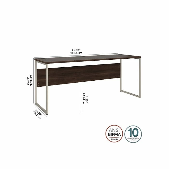 Bush Business Furniture Hybrid 72" W Computer Desk, Black Walnut (HYD272BW) - Image 4