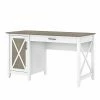 Bush Furniture Key West 54" Computer Desk With Keyboard Tray And Storage, Shiplap Gray/Pure White (KWD154G2W-03)