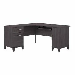 Bush Furniture Somerset 60"W L-Shaped Desk With Storage, Storm Gray (WC81530K)