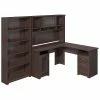 Bush Furniture Cabot L Shaped Desk With Hutch And 5 Shelf Bookcase, Heather Gray, (CAB011HRG)