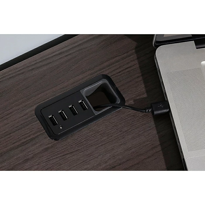 Bush Furniture Cabot L Shaped Desk With Hutch And 5 Shelf Bookcase, Heather Gray, (CAB011HRG) - Image 3