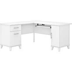 Bush Furniture Somerset 60"W L-Shaped Desk With Storage, White (WC81930K)
