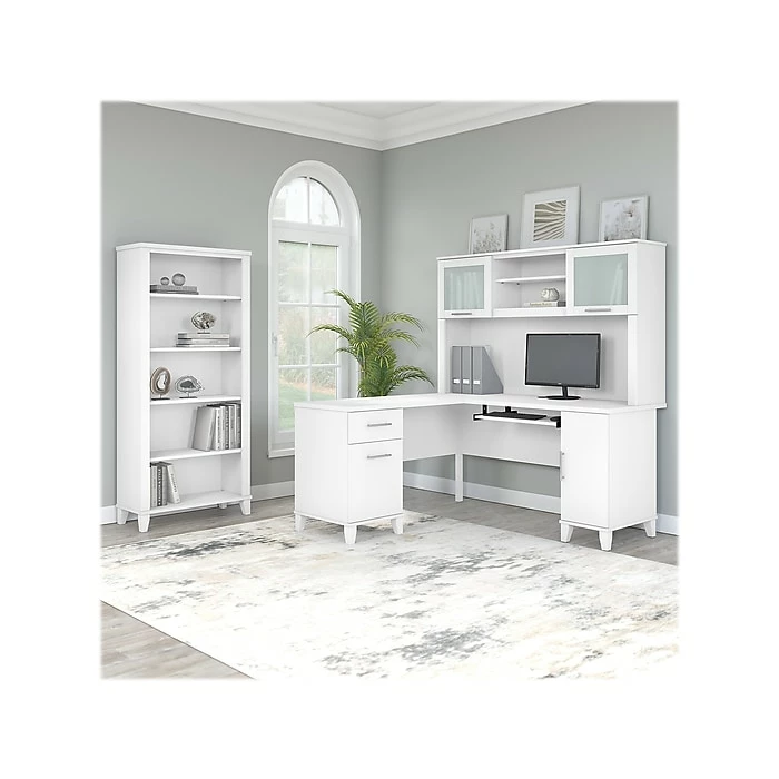 Bush Furniture Somerset 60"W L-Shaped Desk With Storage, White (WC81930K) - Image 8