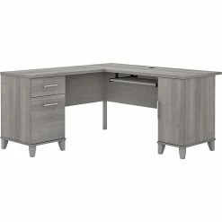 Bush Furniture Somerset 60"W L-Shaped Desk With Storage, Platinum Gray (WC81230K)