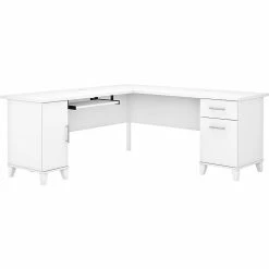 Bush Furniture Somerset 72"W L-Shaped Desk With Storage, White (WC81910K)