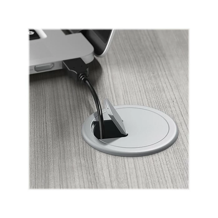 Bush Business Furniture Hybrid 48" W Computer Desk With Metal Legs, Platinum Gray (HYD248PG) - Image 5