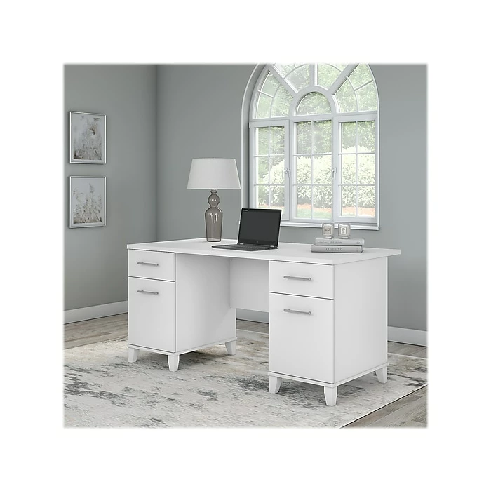 Bush Furniture Somerset 60"W Office Desk With Drawers, White (WC81928K) - Image 2
