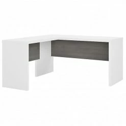Office By Kathy Ireland® Echo 60"W L-Shaped Desk, Pure White/Modern Gray (ECH026WHMG)