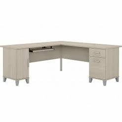 Bush Furniture Somerset 72" L-Shaped Desk With Storage, Sand Oak (WC81110K)