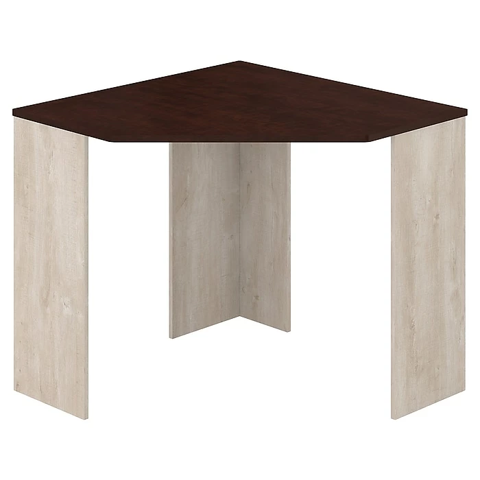 Bush Furniture Townhill 34" Corner Desk, Washed Gray/Madison Cherry (TND134WM2-03)