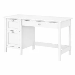 Bush Furniture Broadview 54" W Computer Desk Pedestal, Pure White (BDD254WH-03)