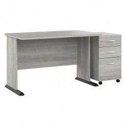 Bush Business Furniture Studio A 48"W Computer Desk With 3-Drawer Mobile File Cabinet, Platinum Gray (STA001PGSU)