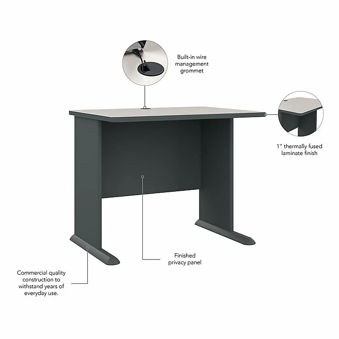 Bush Business Furniture Cubix 36W Desk, Slate/White Spectrum (WC8436A) - Image 3