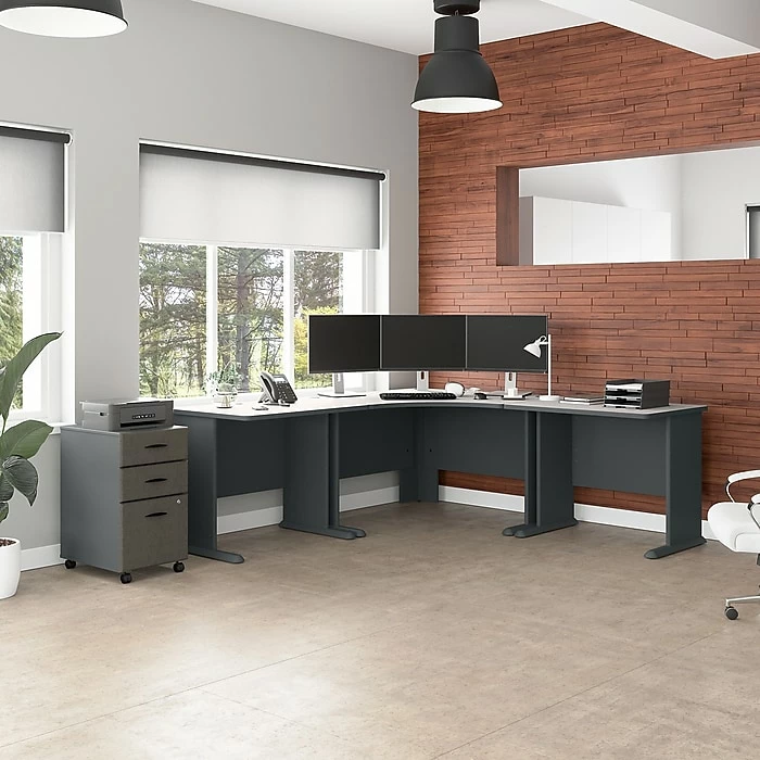 Bush Business Furniture Cubix 36W Desk, Slate/White Spectrum (WC8436A) - Image 6